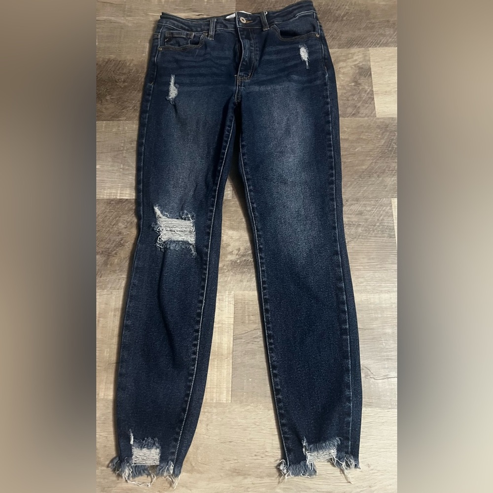 KanCan Dark Wash Distressed Skinny Jeans